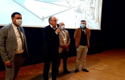 De Gche à Dte Jérôme,notre président: Patrick , Mr le maire de Grand Champ, le Directeur du Cinéville de Vannes